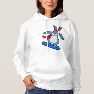 Rabbit as Snowboarder with Snowboard & Scarf Hoodie