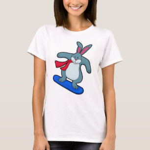 Rabbit as Snowboarder with Snowboard & Scarf T-Shirt