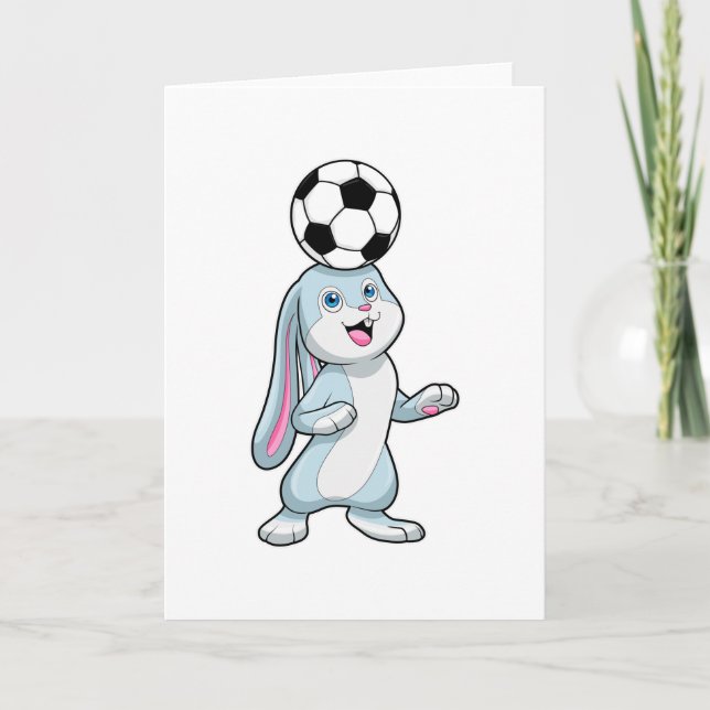 Rabbit as Soccer player with Soccer ball Card (Front)