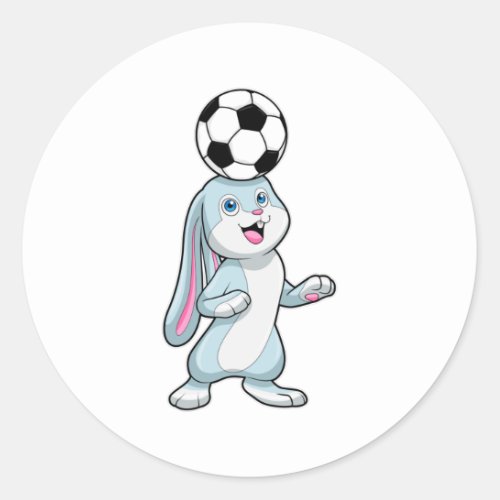 Rabbit as Soccer player with Soccer ball Classic Round Sticker