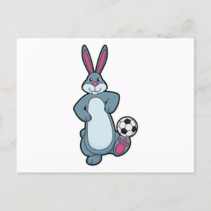 Rabbit as Soccer player with Soccer ball Postcard