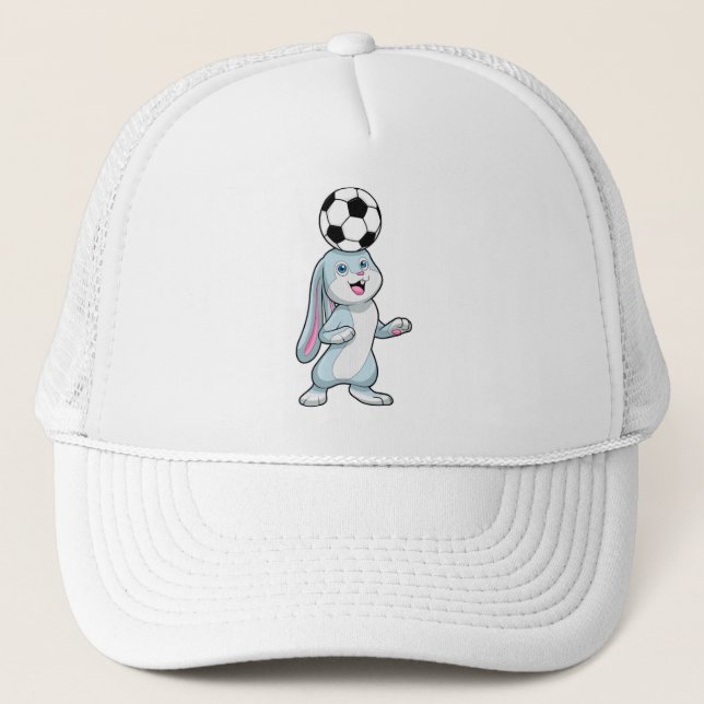 Rabbit as Soccer player with Soccer ball Trucker Hat (Front)