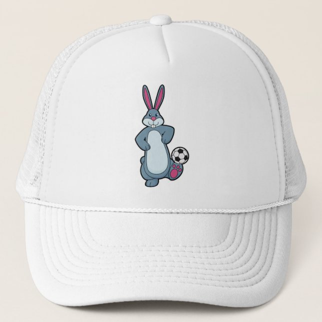 Rabbit as Soccer player with Soccer ball Trucker Hat (Front)