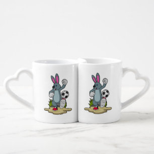 Rabbit as Soccer player with Soccer Coffee Mug Set