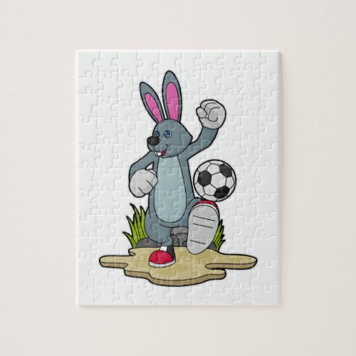 Rabbit as Soccer player with Soccer Jigsaw Puzzle