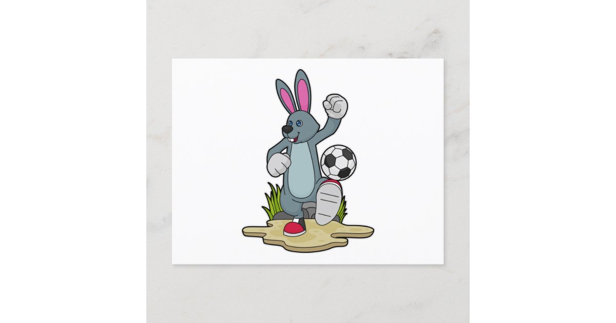 Rabbit as Soccer player with Soccer Postcard | Zazzle