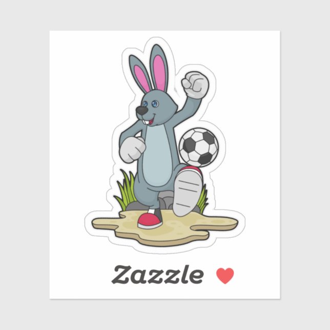 Rabbit as Soccer player with Soccer Sticker (Sheet)