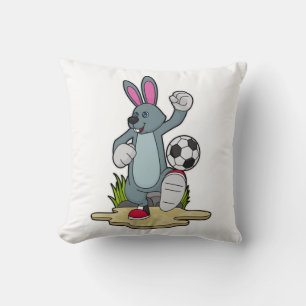 Rabbit as Soccer player with Soccer Throw Pillow