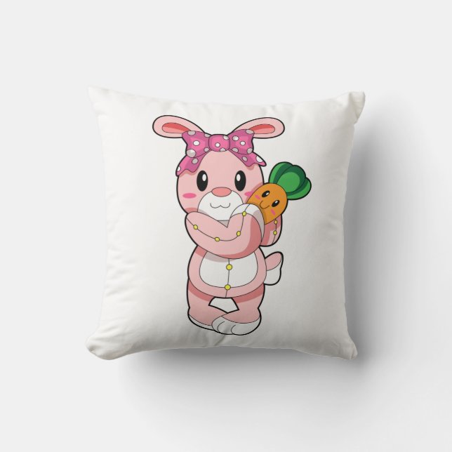 Rabbit as Toy Throw Pillow (Front)