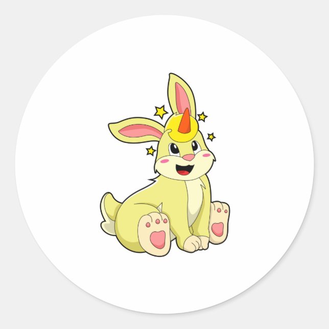 Rabbit as Unicorn Classic Round Sticker (Front)