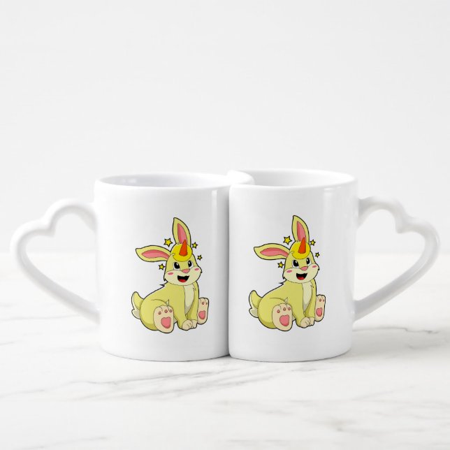 Rabbit as Unicorn Coffee Mug Set (Front Nesting)