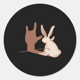 Rabbit Asl Hand Gesture Deaf Hearing Loss Awarenes Classic Round Sticker
