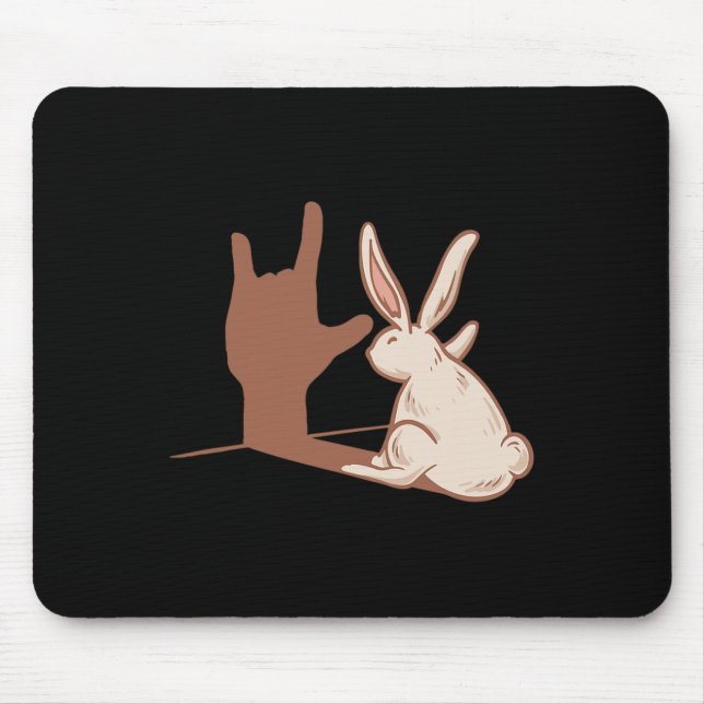 Rabbit Asl Hand Gesture Deaf Hearing Loss Awarenes Mouse Pad (Front)