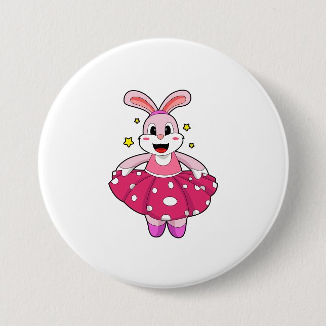 Rabbit at Ballet Dance Button (Front)