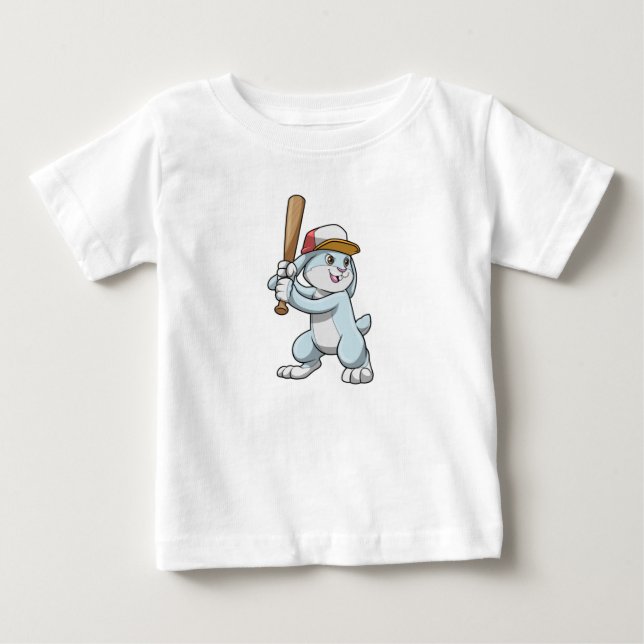 Rabbit at Baseball with Baseball bat Baby T-Shirt (Front)