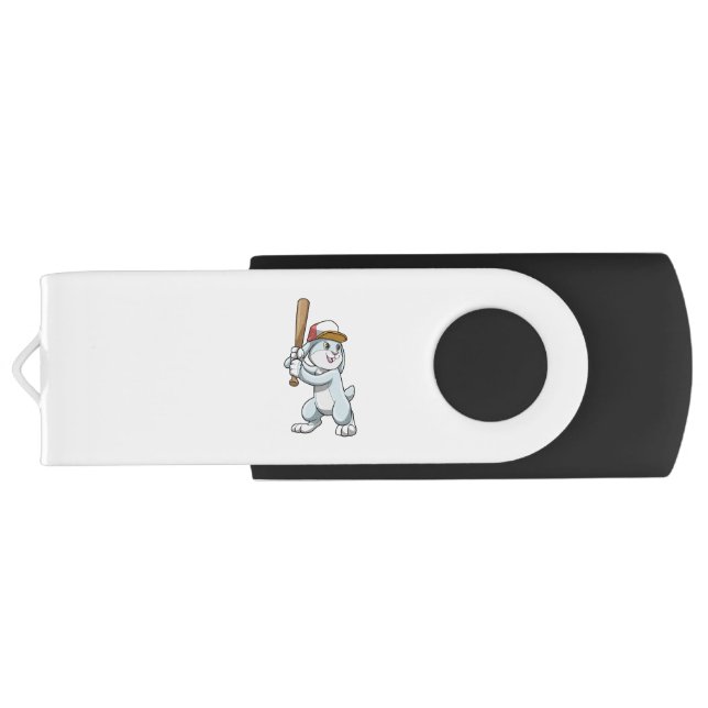 Rabbit at Baseball with Baseball bat Flash Drive (Back)