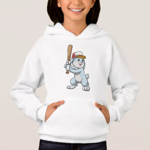 Rabbit at Baseball with Baseball bat Hoodie