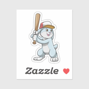 Rabbit at Baseball with Baseball bat Sticker