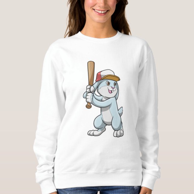 Rabbit at Baseball with Baseball bat Sweatshirt (Front)