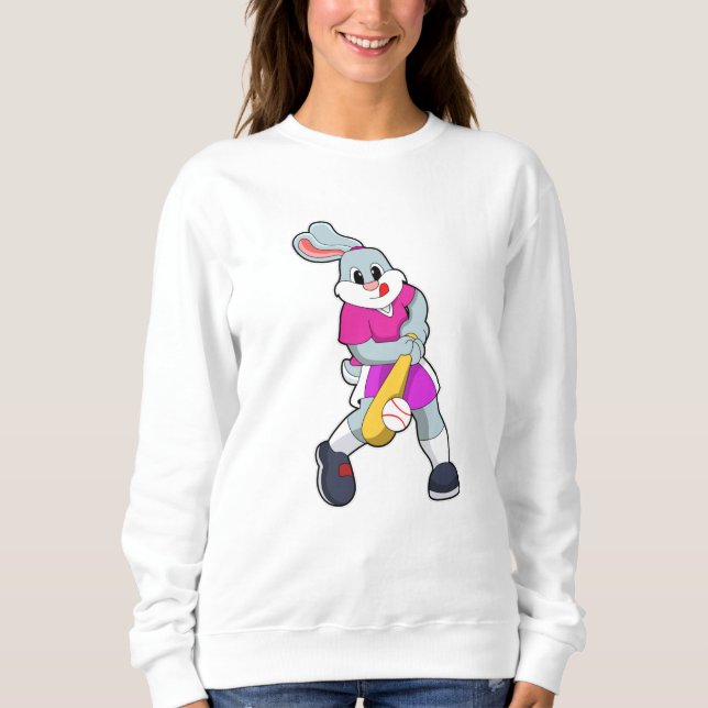 Rabbit at Baseball with Baseball bat Sweatshirt (Front)