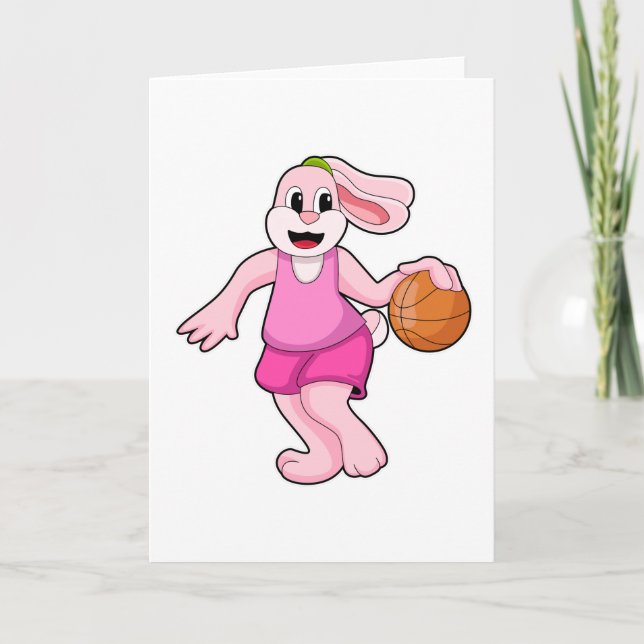 Rabbit at Basketball Sports Card (Front)