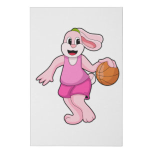 Rabbit at Basketball Sports Faux Canvas Print