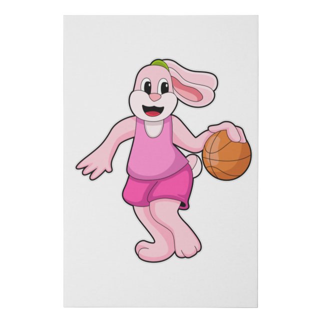 Rabbit at Basketball Sports Faux Canvas Print (Front)