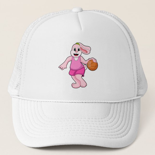 Rabbit at Basketball Sports Trucker Hat (Front)