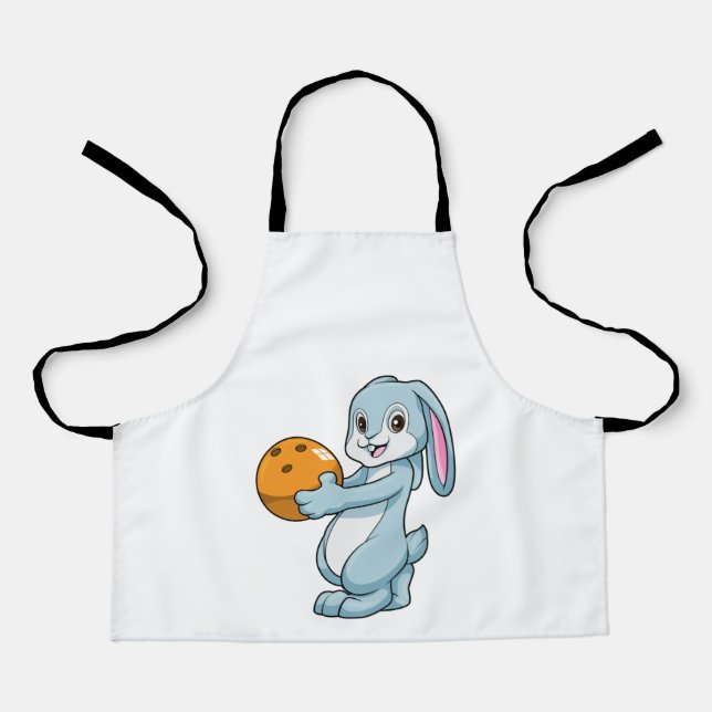 Rabbit at Bowling with Bowling ball Apron (Front)