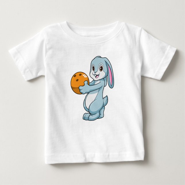 Rabbit at Bowling with Bowling ball Baby T-Shirt (Front)