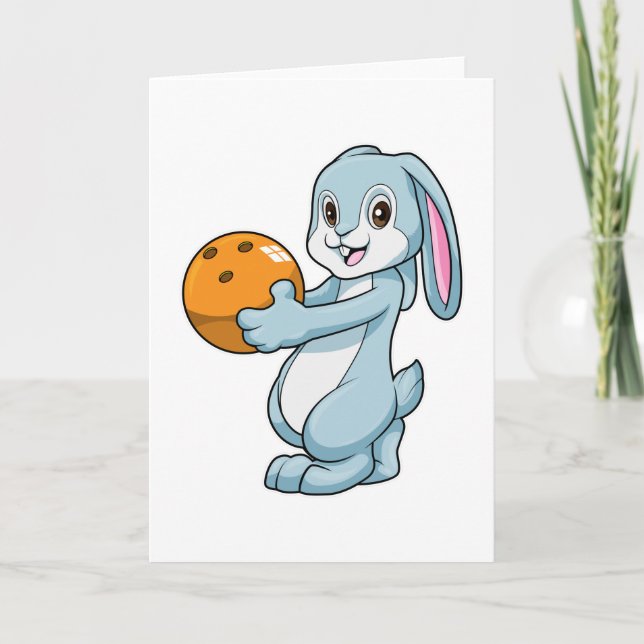 Rabbit at Bowling with Bowling ball Card (Front)