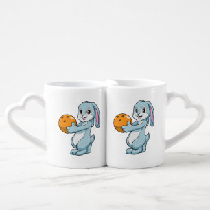 Rabbit at Bowling with Bowling ball Coffee Mug Set