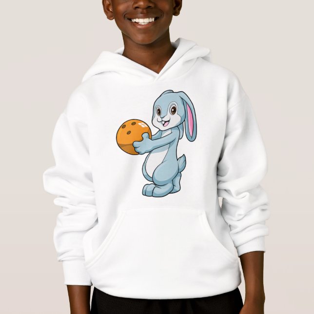 Rabbit at Bowling with Bowling ball Hoodie (Front)
