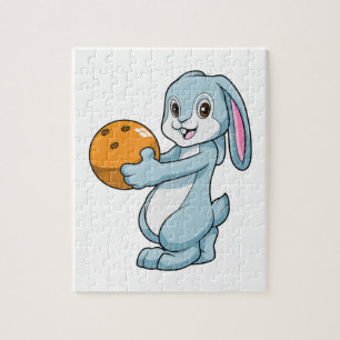 Rabbit at Bowling with Bowling ball Jigsaw Puzzle