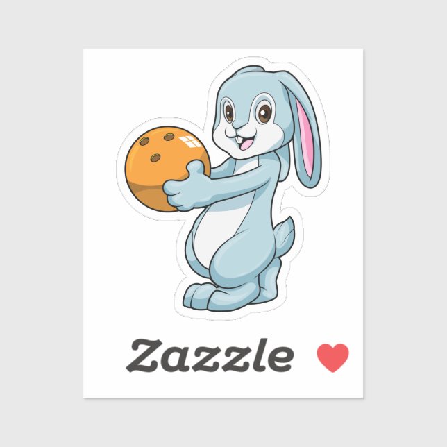Rabbit at Bowling with Bowling ball Sticker (Sheet)