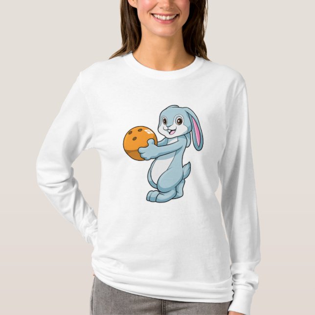 Rabbit at Bowling with Bowling ball T-Shirt (Front)