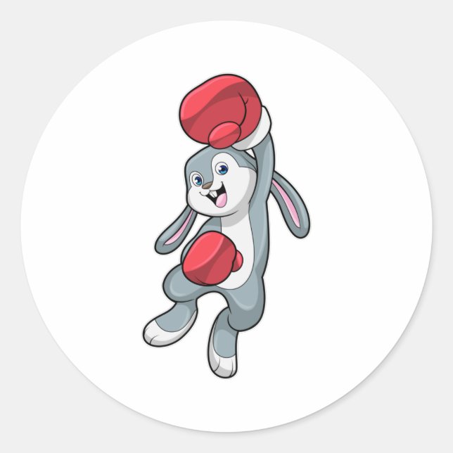 Rabbit at Boxing with Boxing gloves Classic Round Sticker (Front)