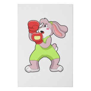 Rabbit at Boxing with Boxing gloves Faux Canvas Print