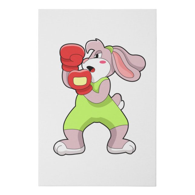 Rabbit at Boxing with Boxing gloves Faux Canvas Print (Front)
