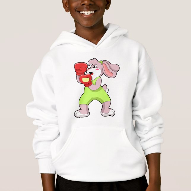Rabbit at Boxing with Boxing gloves Hoodie (Front)