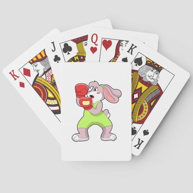 Rabbit at Boxing with Boxing gloves Poker Cards (Back)