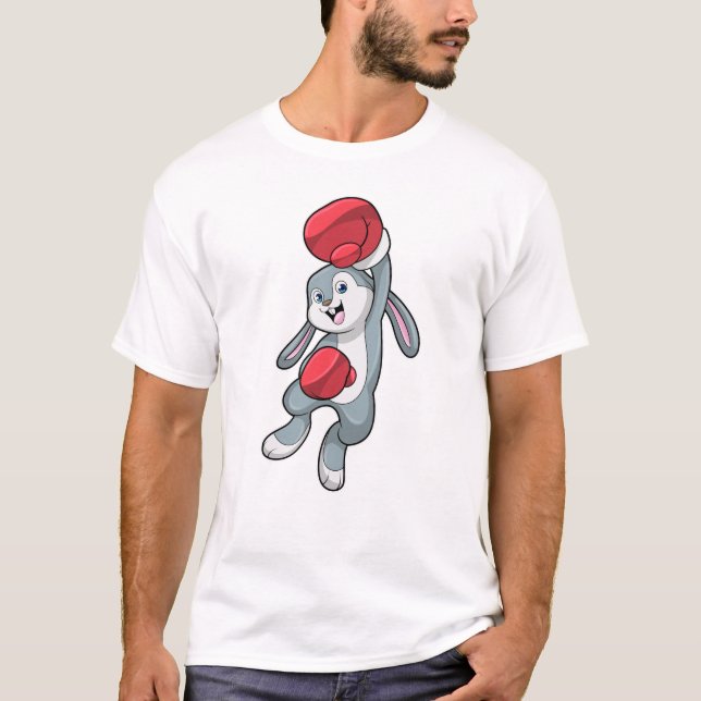 Rabbit at Boxing with Boxing gloves T-Shirt (Front)