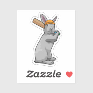 Rabbit at Cricket with Cricket bat Sticker