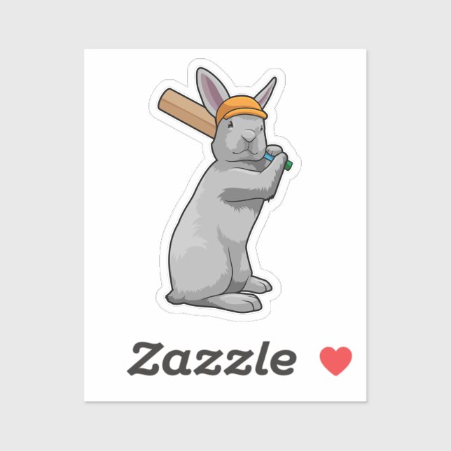 Rabbit at Cricket with Cricket bat Sticker (Sheet)