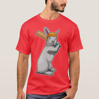 Rabbit at Cricket with Cricket bat T-Shirt