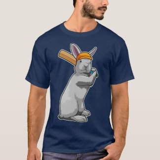 Rabbit at Cricket with Cricket bat T-Shirt