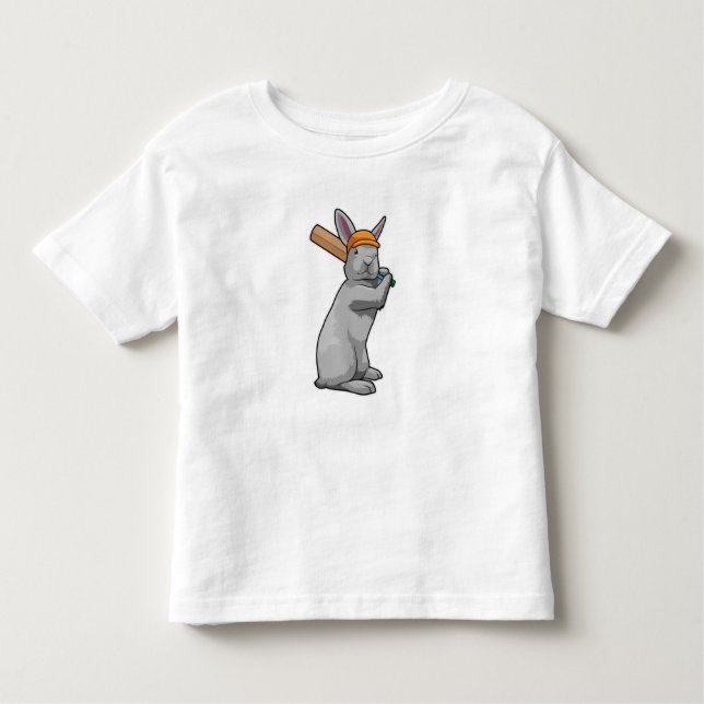 Rabbit at Cricket with Cricket bat Toddler T-shirt (Front)