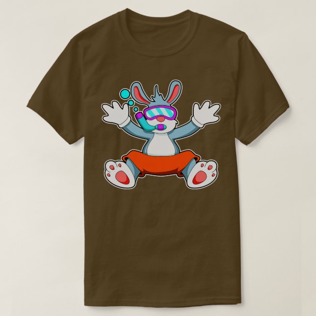 Rabbit at Diving with Swimming goggles Snorkel T-Shirt (Design Front)
