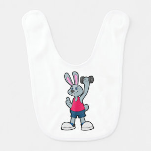 Rabbit at Fitness with Dumbbell Baby Bib