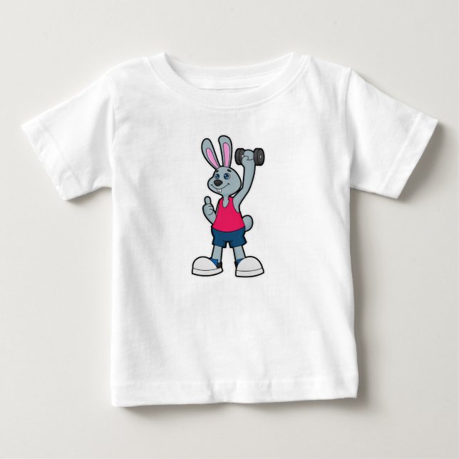 Rabbit at Fitness with Dumbbell Baby T-Shirt (Front)
